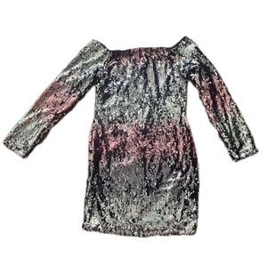 Forever 21 Silver and Pink Sequin Bodycon Dress (Size:M)